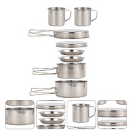 Set 8 Pcs Periuk Masak Cookware High Quality Outdoor Supplies Stainless Steel Camping Cookware Outdo