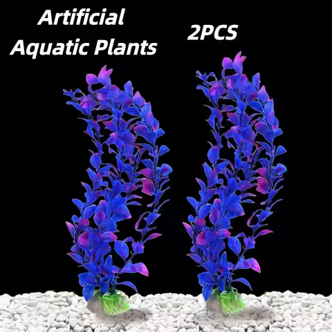 Fish Tank Decorations - 2pcs Purple Artificial Aquatic Plants,Artificial Aquarium Plants Plastic Wat