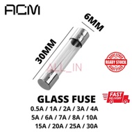 10pcs Glass Fuse Fast Blow Fuse Glass Tube Fuse 0.5A ~ 30A 6mm x 30mm 250V