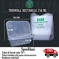 thinwall 750ml rectangle merk DM kotak makan plastik murah