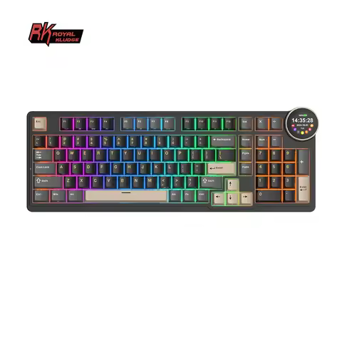 ROYAL KLUDGE RK N99 Multi-function Screen Mechanical Keyboard 98 PBT Keycaps Gasket RGB Wireless Gam