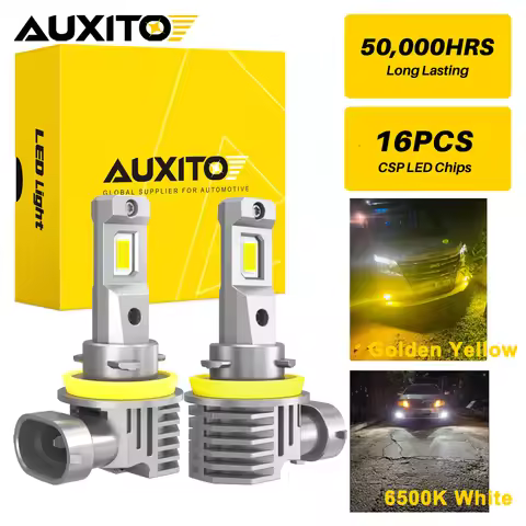 AUXITO 2Pcs Canbus H11 H8 LED Fog Light Bulbs H9 H16(JP) LED CSP DRL Car Head Fog Lamp 3000K Golden 