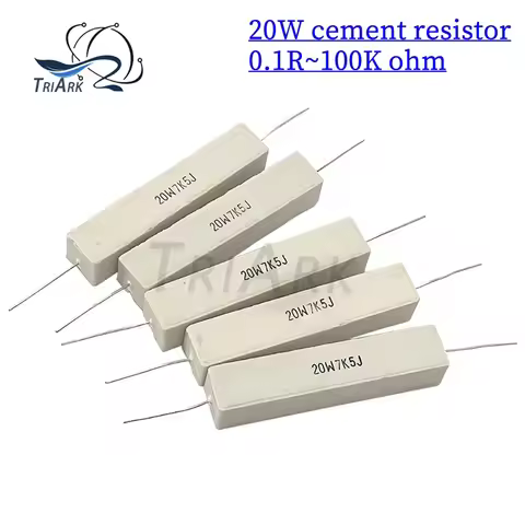 10pcs 20W 5% Cement Resistor Power Resistance 0.1R~100K 0.2R 0.5R 10R 50R 0.22 0.33 1 2 5 8 10 15 20