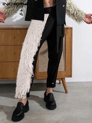 [Fashion goods060]INCERUN แฟชั่น MenPants พู่ Patchworker Streetwear Pantalones Hombre 2022บุคลิกภาพกางเกง S 5XL