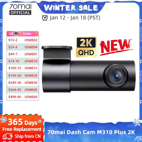 70mai Dash Cam M310 Plus 2K 1440P Super Night Vision F1.55 Aperture 70mai M310 2K Car DVR 24H Parkin