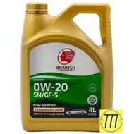 Idemitsu 0W20 Engine Oil SN/GF-5 Fully Synthetic (4L)