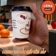 COMBO of 100 2-LAYER PRINTED KRAFT PAPER cups, size 9oz (270ml) heat-resistant paper cups, hot paper