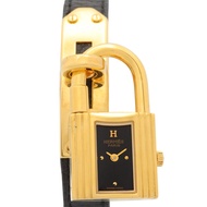 [มือสอง] นาฬิกา Hermes Kelly รุ่น KE1.201 สายหนังสีดำชุบทอง (Gold Plated) - นาฬิกาสำหรับสุภาพสตรี - 
