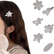 Snmzlc 6 Pcs Small Hair Clips for Women,Cute Butterfly Star Bangs Hair Clips,Metal Stylish Rhineston