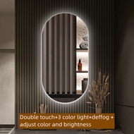 Bathroom Intelligent Mirror Backlit Mirror Time and Temperature Function 3-color Adjustable Lighting
