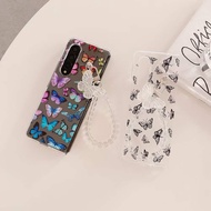 GANTUNGAN Butterfly Case Zfold7 Rainbow Butterflies Butterfly Black Colorful Cute Unique With Chain 