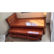 Bed frame with pull out bed and drawer