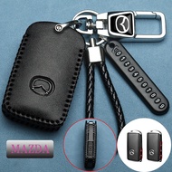 Mazda Genuine Leather Car Key Cover Holder Keychain Protector For Mazda 2/Mazda 3/CX30/CX-3/CX-5/Sky