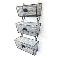 ¤☃✜3pcs Wire Mesh Storage Basket Vintage Rustic Style Wall Mounted Metal Rack Organizer yh sn005 Wit
