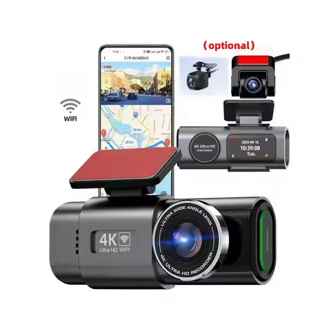 Dash Cam 4K UHD Recording Car Camera DVR Night Vision Video Recorder Built-In Wi-Fi Support GPS 24H 