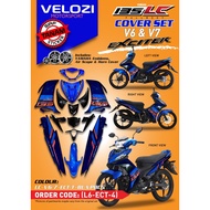 COVERSET LC135 V6 V7 ORIGINAL VELOZI EXCITER EXR 2021 BLUE ORANGE STICKER STRIPE TANAM