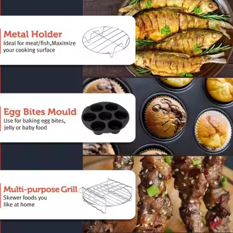 J6PE 6-7 Inch 9pcs High Quality Air Fryer Accessories For Gowise Cozyna and Secura Fit All 3.2 to 6.