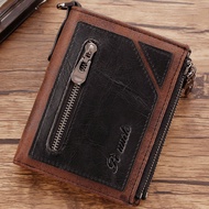 PI UNCLE Anti-Theft Brushed RFID Leather Wallet Men's Business Zipper Card Holder Coinpurse Small Male Wallet Quality Mini