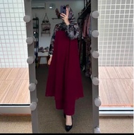 TAMA Kalina Free Hijab Setelan Baju Long Tunik Wanita Terbaru Viral 2024 Mewah Busana Muslim Atasan dan Bawahan modern Simple Elegan Kekinian Premium Adem Aisyah