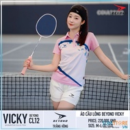Beyono - Áo Thể Thao Cầu Lông Nữ Vicky CL12 Màu Trắng Hồng - phù hợp bộ môn thể thao cầu lông tennis
