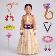 Frozen 2 Anna Yellow Princess Dress for Girls Kids Birthday Party Costume with Bowknot Waistband Ele