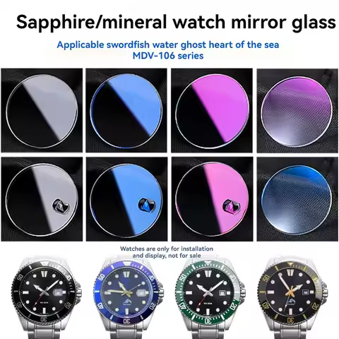 MDV-106 watch mirror Mineral Glass Lens For Casio MDV-106-1A Series Swordfish Sapphire watch cover s