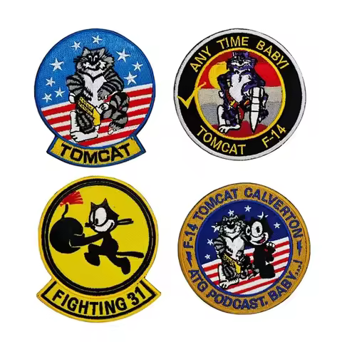 Tomcat F-14 VF-31 Felix Cat Squadron Badge Tactical Accessories Morale Emblem Embroidery Hook&Loop P