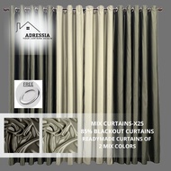 X25 - READYMADE CURTAIN 85% BLACKOUT LANGSIR MIX COLOUR KAIN TEBAL (Free Eyelet / Free Ring )