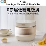 Youpin A4box Low-Sugar Rice Cooker Smart Mini Rice Cooker 1-3 People Household 2L Multifunctional Outer Coating Luminous Stainless Steel Multifunction Stew Pot Electric Cooking Pot Non-Stick Cooker Liner Pan Light Rice Cooker Gift &amp; A4box 低糖 电饭煲