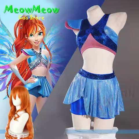 Anime Club s9 Princess Bloom Cosplay Sparkly Skirt Adult Women Clothes 2025 Halloween Party Dress-up