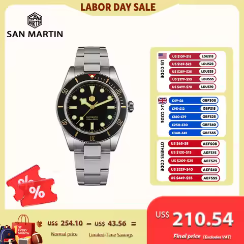 San Martin 40mm NH35 Automatic Men Diving Watch 20ATM Waterproof BB58 Sapphire Wristwatch BGW-9 C3 L