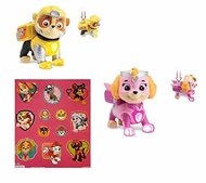 Paw Patrol Mighty Pups Rubble and Skye Figures with Light-up Badge and Paws with Bonus Paw Patrol...