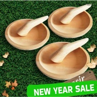 Cobek Kayu Ulekan /Wooden mortar/Cili Mortar/Round Mortar SET COBEK ULEKAN COBEK PENUMBUK SAMBAL COB