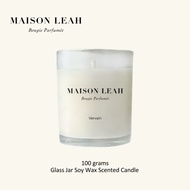 Maison Leah Vervain 100g Scented Candle Hand-poured USA Soy Scented Candle (Glass Jar with Cotton Wick Lilin)