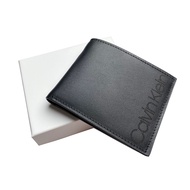 ✺♝CK Wallet Men s Short Youth Gift Box CALVIN KLEIN Alphabet LOGO Genuine Leather Trendy Student