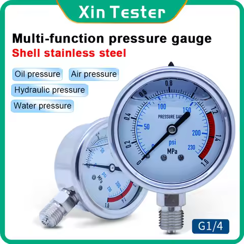 Xin Tester 0-60MPa Water PSI Pressure Gauge for Home G1/4 Radial Stainless Steel Manometer for Air O