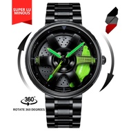 SHIFT TE37 SPIN 360° TYRE Jam Tangan Lelaki Sport Rim Men Watch Hub Real 3D Custom Wheel Watch Desig