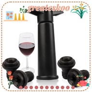 GREATESKOO 1 Set Wine Set, Black ABS Wine Stopper,  TPE Reusable Wine Saver Vacuum Stoppers Red Wine