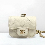 S5385-Chanel 白荔枝皮金釦Airpods Pro Case耳機套AP1739