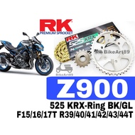RK Sprocket Set Kawasaki Z900 RK 525 KRX X-Ring Black / Gold Chain F 15T-17T R 39T-44T RK525 Xring R