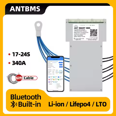 Smart ANT BMS 17S 18S 20S 21S 22S 23S 24S Li-ion Lifepo4 LTO Battery 48V 60V 72V continuous 340A pea