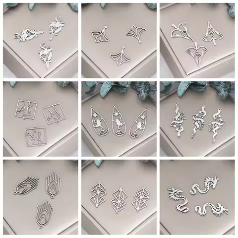 3pcs Dragon Sword Charms Diy Earrings Necklace Bracelet Stainless Steel Snake Frog Maple Leaf Spider