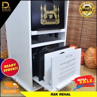 Rak Cabinet Beroda Mudah Alih Warna Putih Almari Wooden Kayu Serbaguna Simpan /Susun Rehal Storage