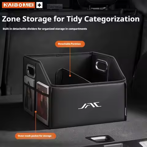 Car Trunk Organizer Box PU Leather, For JAC 2 4 8 J7 J8 JS2 JS8 JS4 JS6 2025 2026 Trunk Storage Box