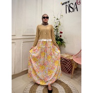 KATUN Bangkok FLORAL Skirt BUTTER YELLOW FLORAL Motif BKK Skirt FLORAL motif premium rayon cotton ma
