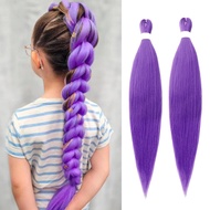 KPop Demon Hunters Long Purple Braiding Hair Pre Stretched Synthetic Braiding hair Extensions for Br