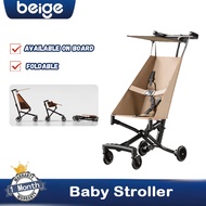 Beige Stroller Baby Foldable 4 Wheels Magic Stroller Weight 3.2kg Available on board stropller
