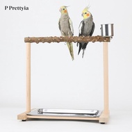 [P Prettyia] SiaBiced Parrot Perch Stand Birds Wood Exercise Perch Gym Stand Bird Cage Perch with Cu