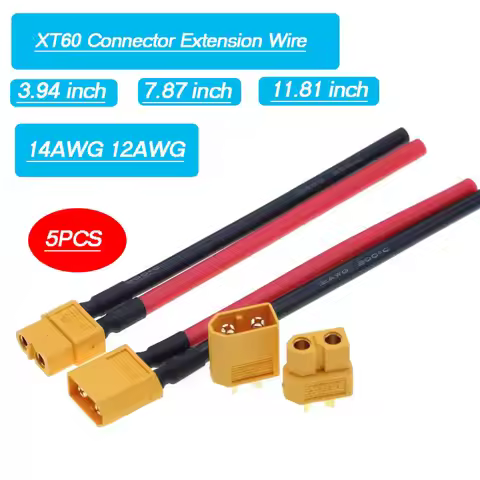 5PCS XT60 Connector Extension Cable Male to Female Plug Silicone Wire 14AWG 12AWG