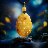 騰彪琥珀 天然琥珀蜜蠟 頂級焦皮 雞油黃蜜蠟 九尾狐仙 藏品項鍊